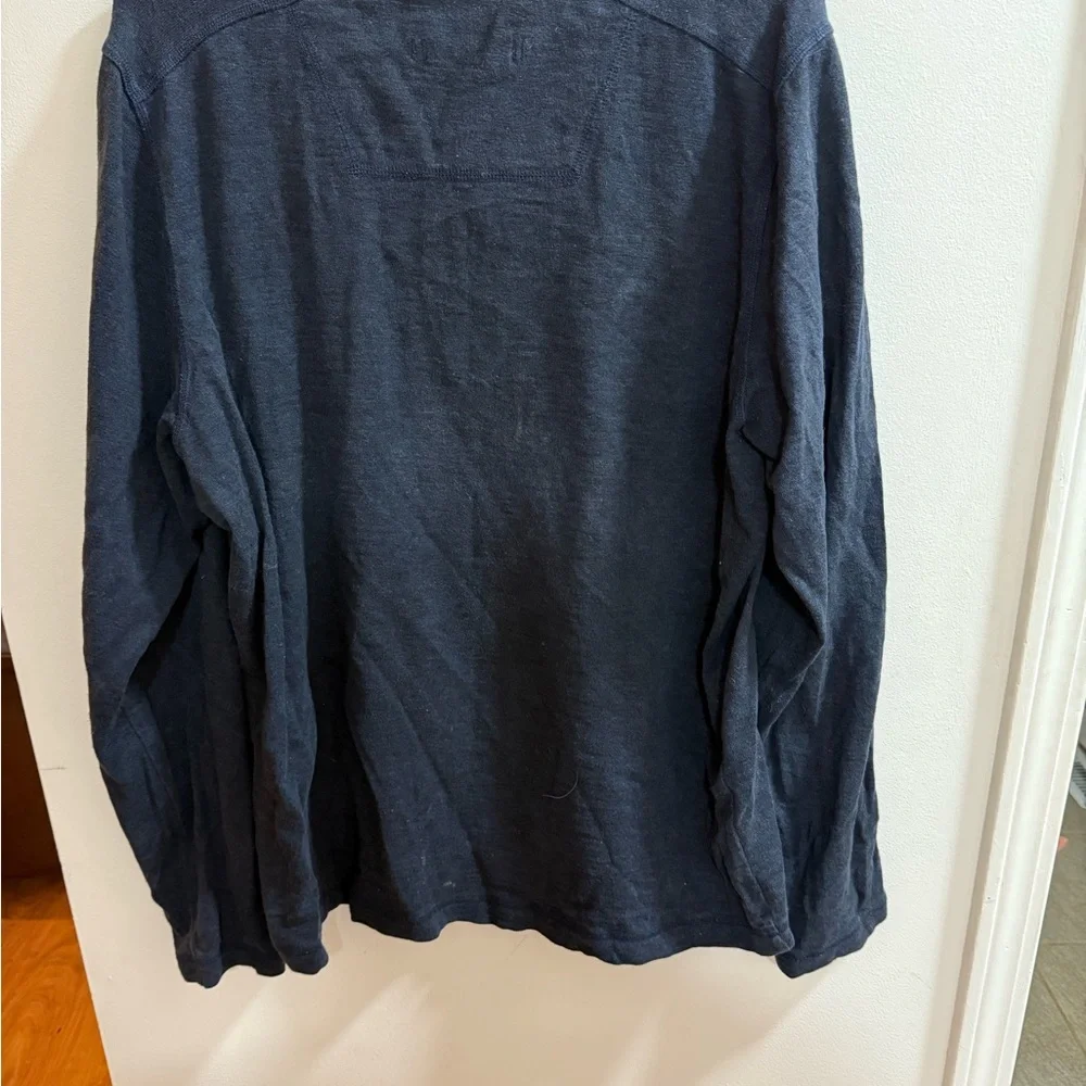 North Face Men's Navy Long Sleeve Heavyweight Tee Size Large